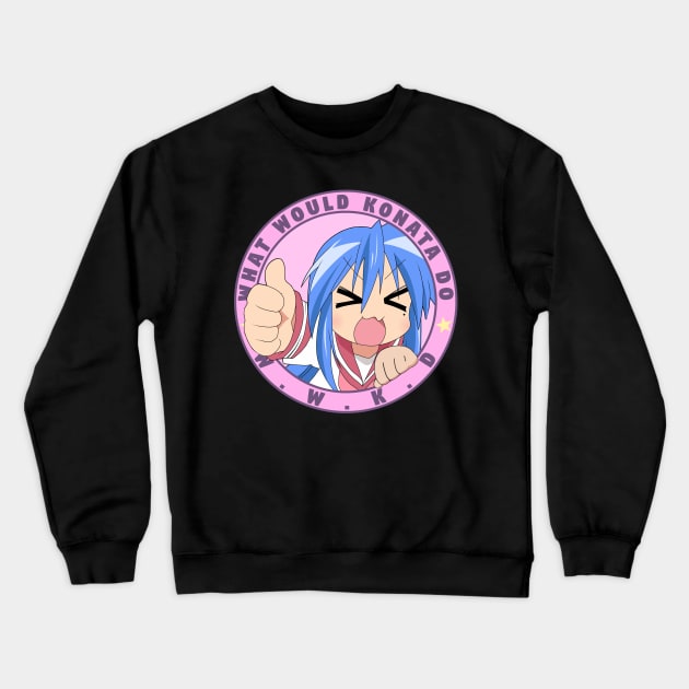 What would Konata do? (thumbs up) Crewneck Sweatshirt by MGscience